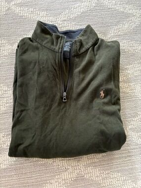 Polo by Ralph Lauren Men's Dark Olive Zip-Neck Sweater